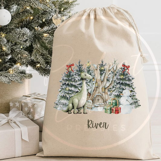 Christmas Sack - Dinosaur Scene