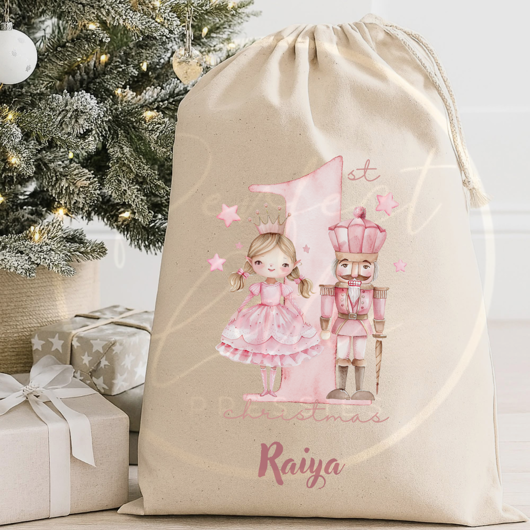Christmas Sack - 1st Christmas Pink Nutcracker