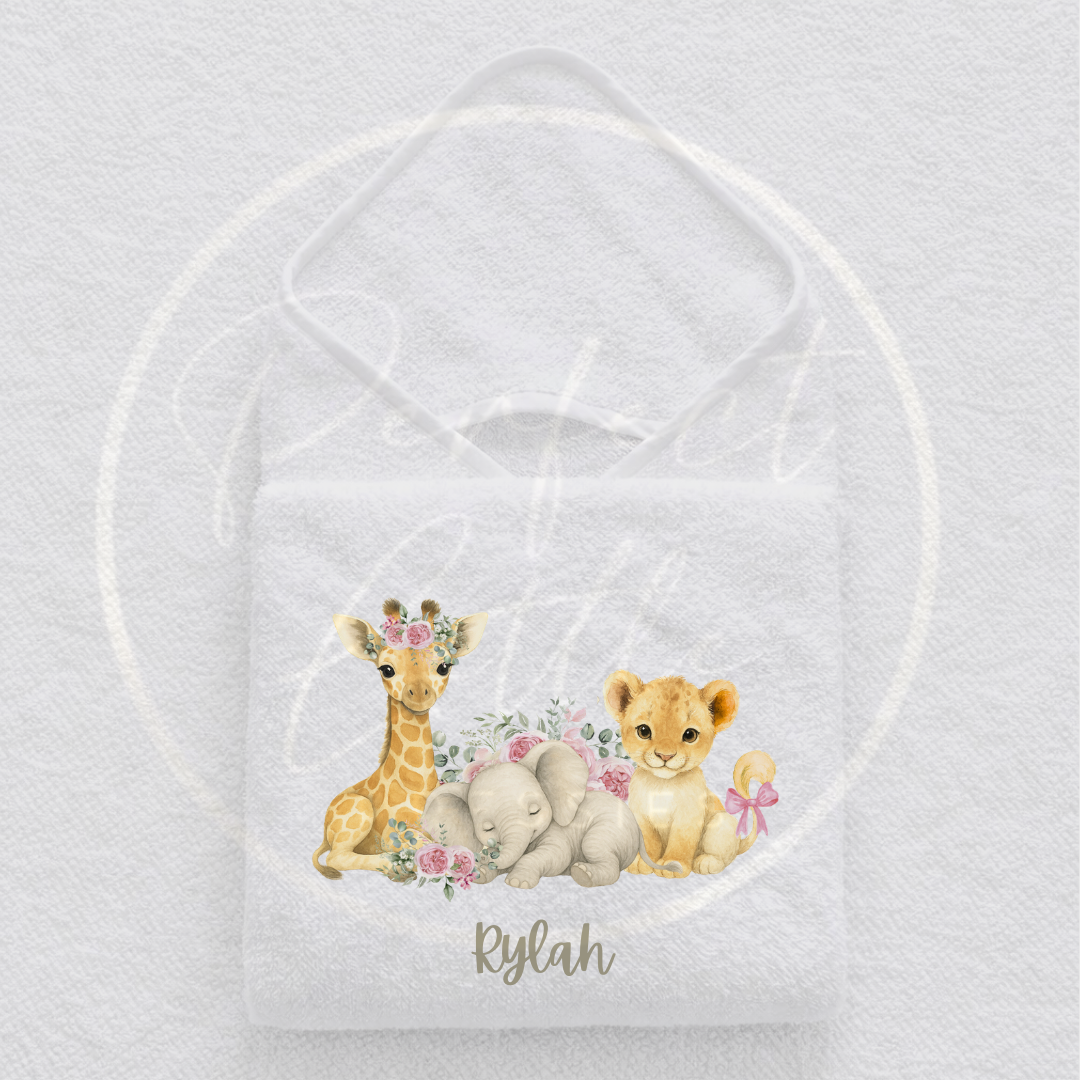 Baby Hooded Towel - Soft Safari Design