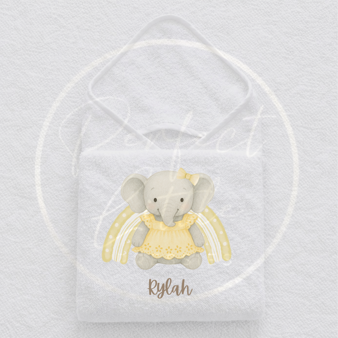 Baby Hooded Towel - Anglaise Elephant Design