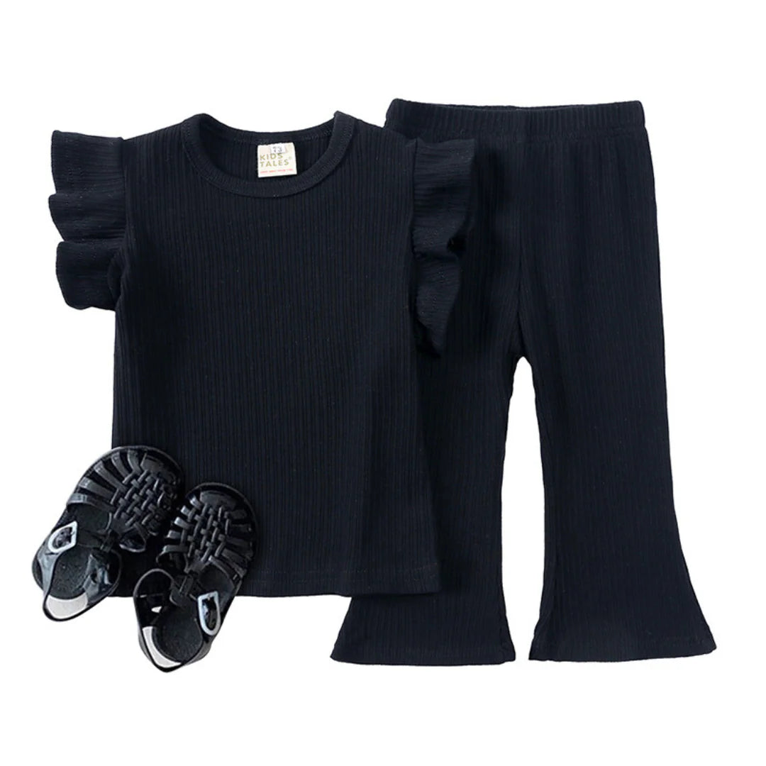 Girls Ribbed Flare Two Piece