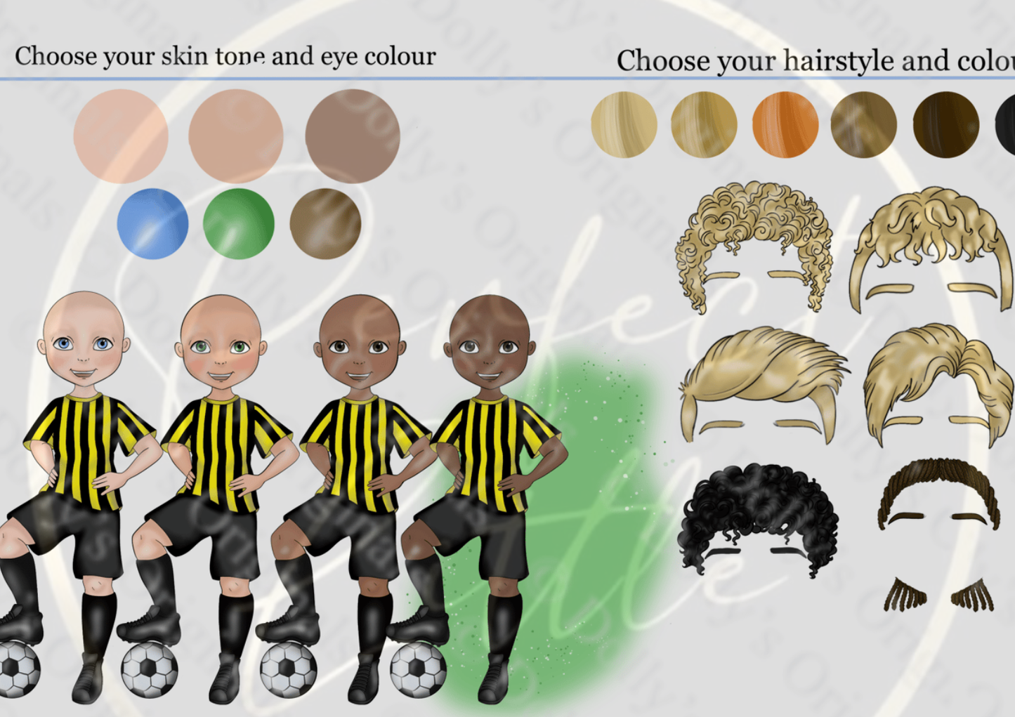 DESIGN A DOLLY - Football Yellow Black Stripes