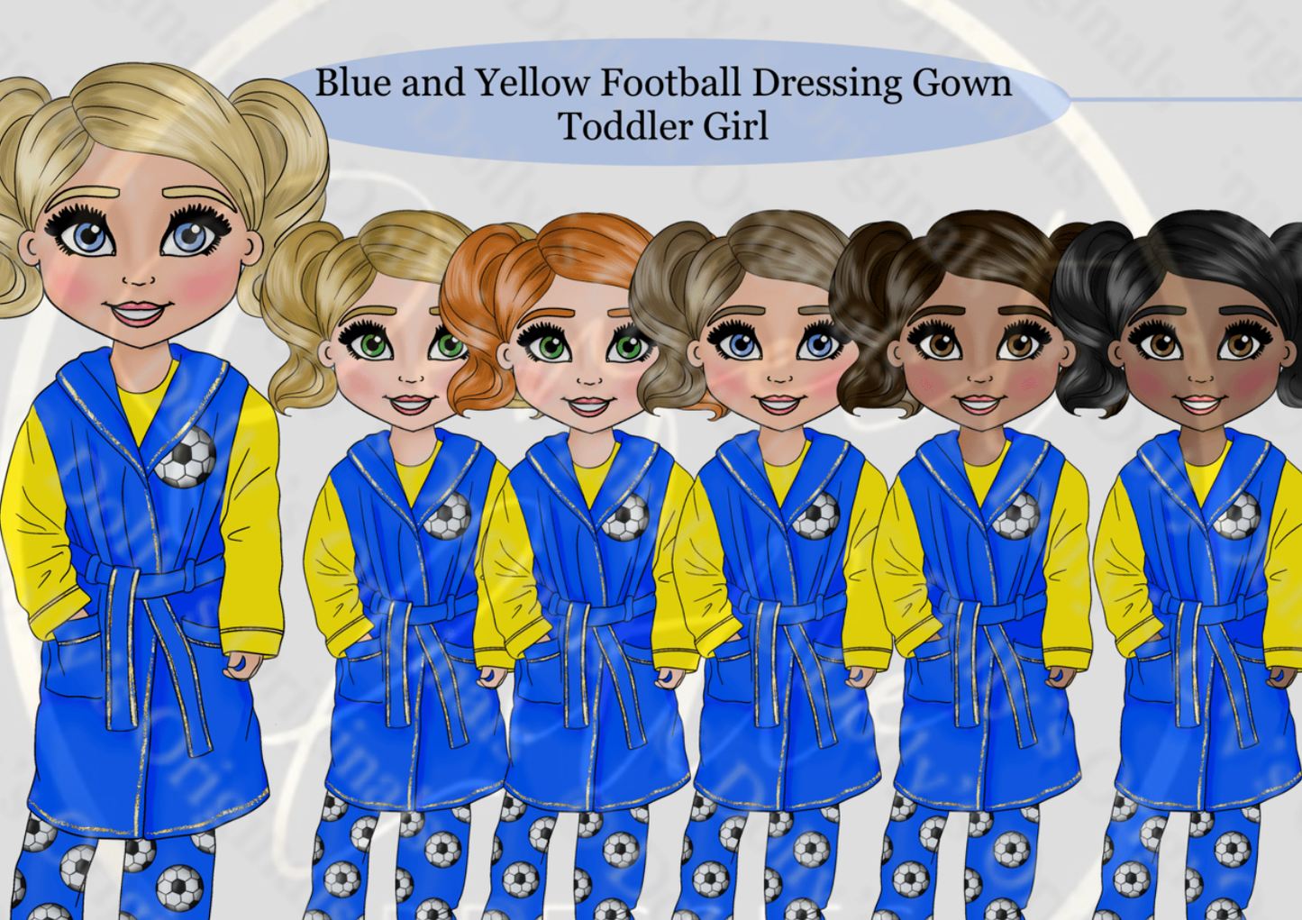 DESIGN A DOLLY - Blue And Yellow Football Dressing Gown Toddler Girl