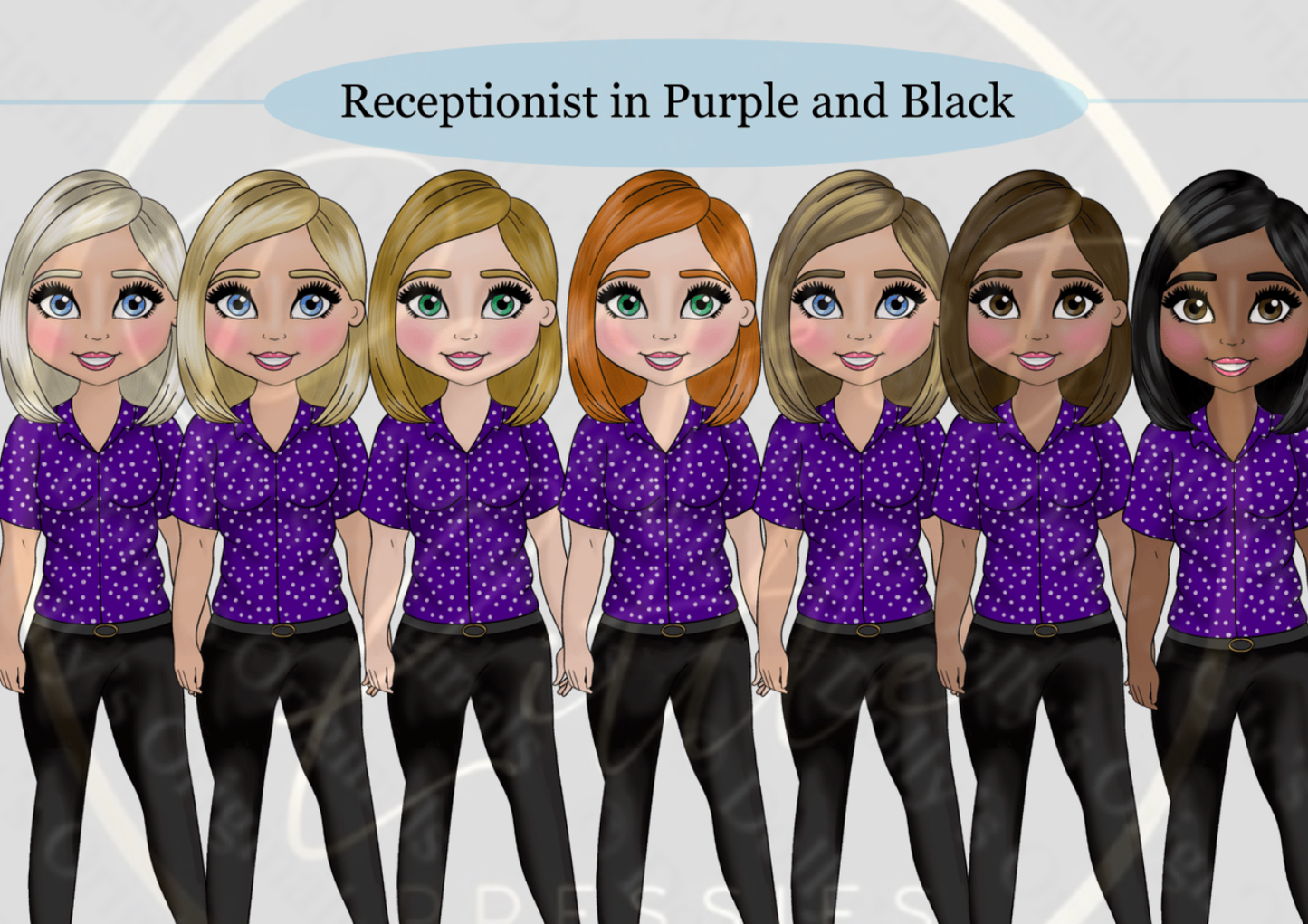 DESIGN A DOLLY - Receptionist Purple Black