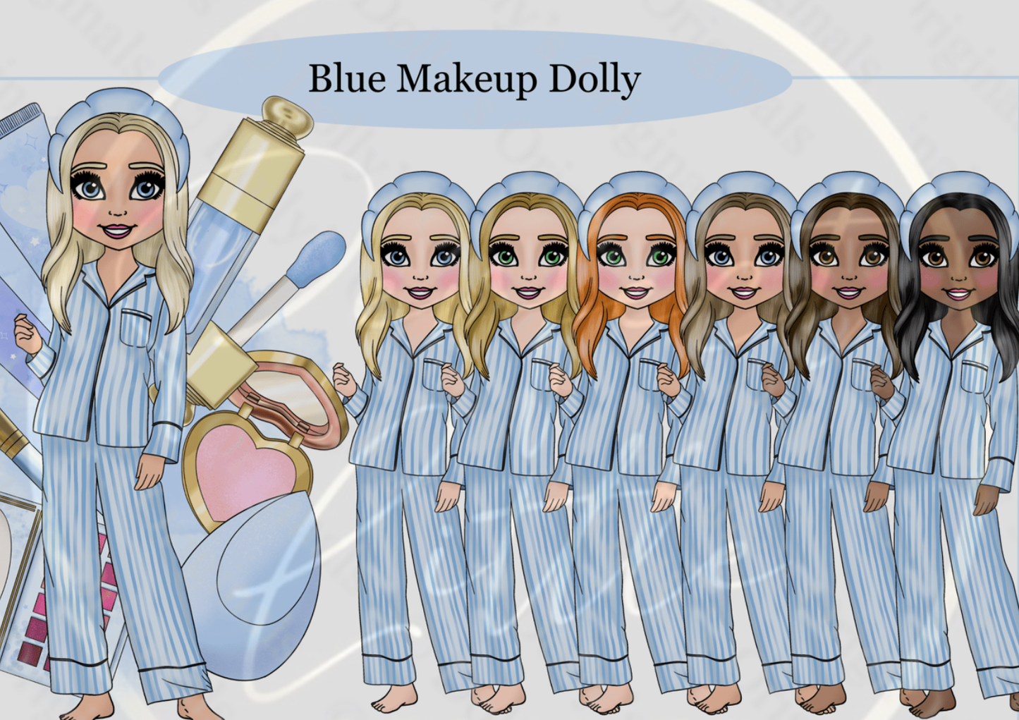 DESIGN A DOLLY - Blue Makeup Stripe Pyjamas