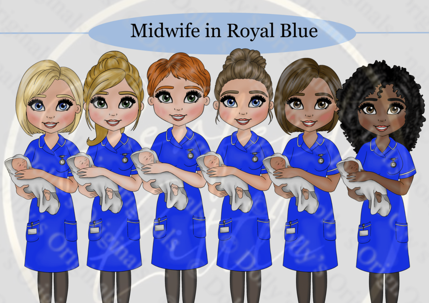 DESIGN A DOLLY - Midwife In Royal Blue