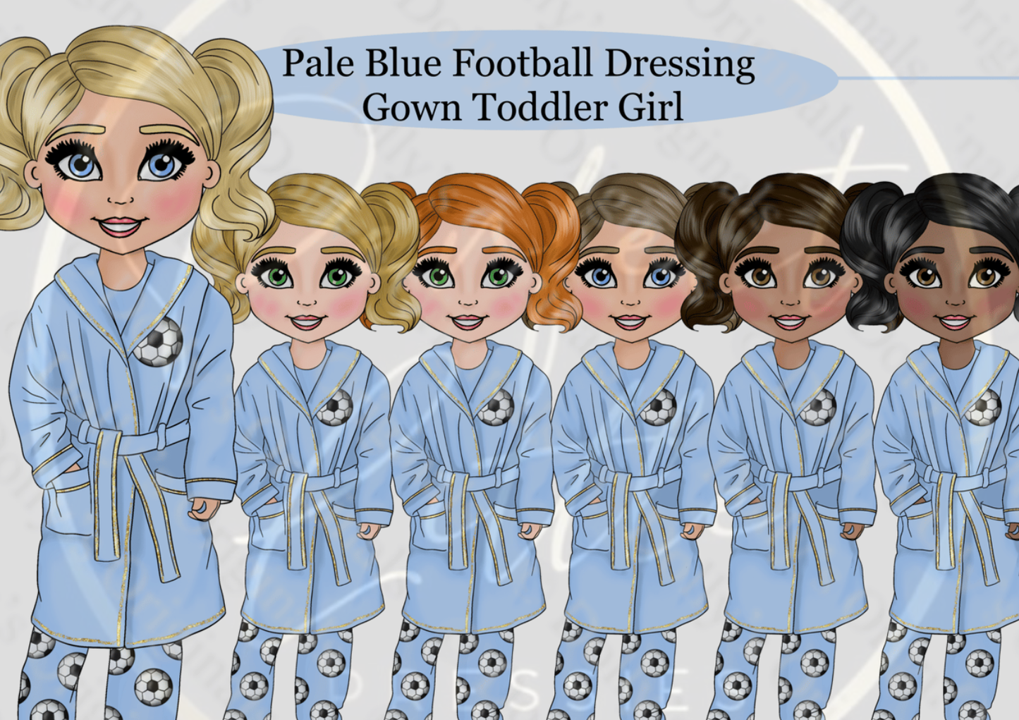 DESIGN A DOLLY - Pale Blue Football Dressing Gown Toddler Girl