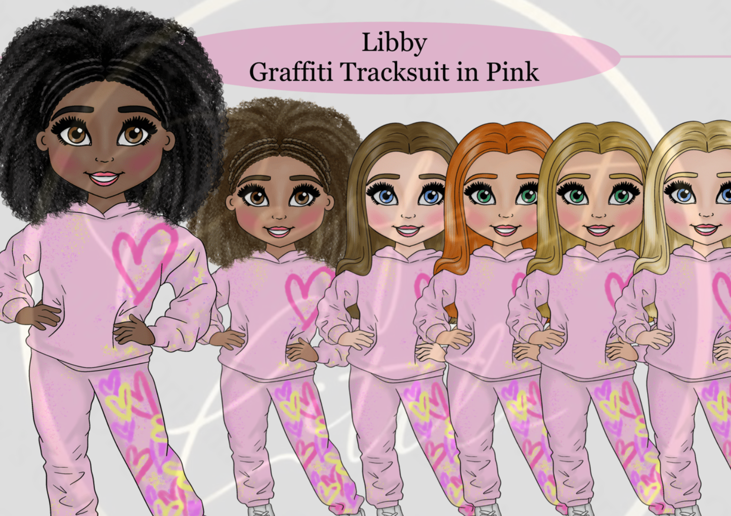 DESIGN A DOLLY - Libby Graffiti Tracksuit Pink