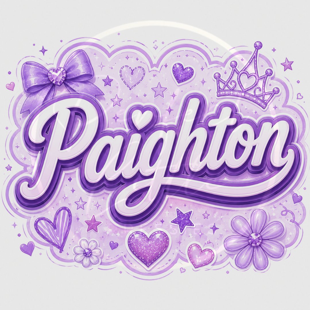 CUSTOM ADHESIVE DECAL - Purple Princess Name