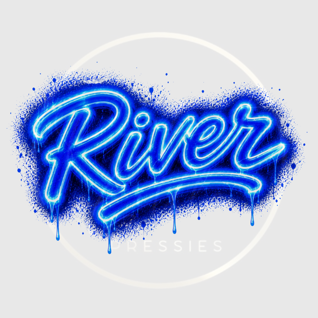 CUSTOM ADHESIVE DECAL - Blue Neon Graffiti Name