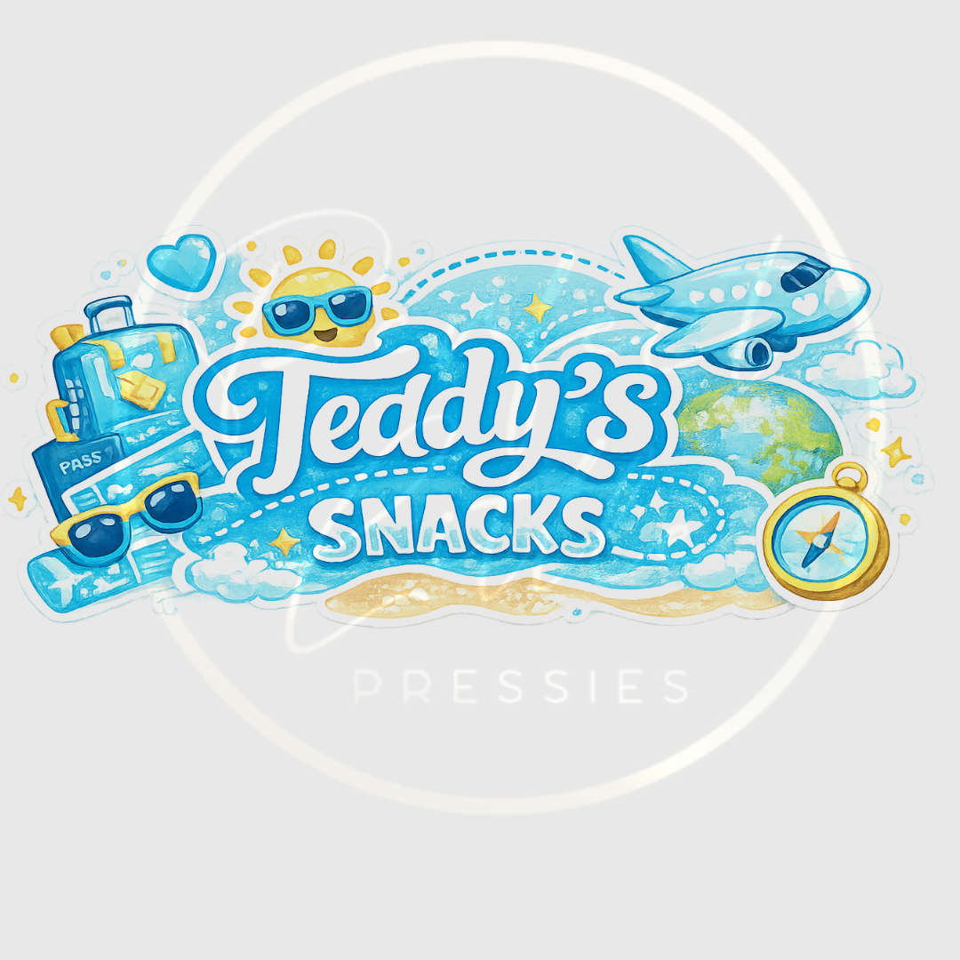 CUSTOM ADHESIVE DECAL - Blue Plane Themed Snacks