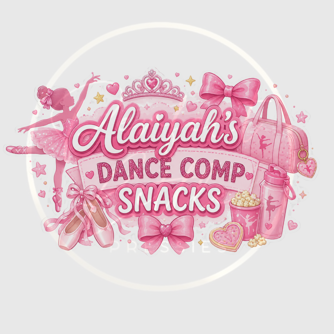 CUSTOM ADHESIVE DECAL - Pink Dance Comp Snacks