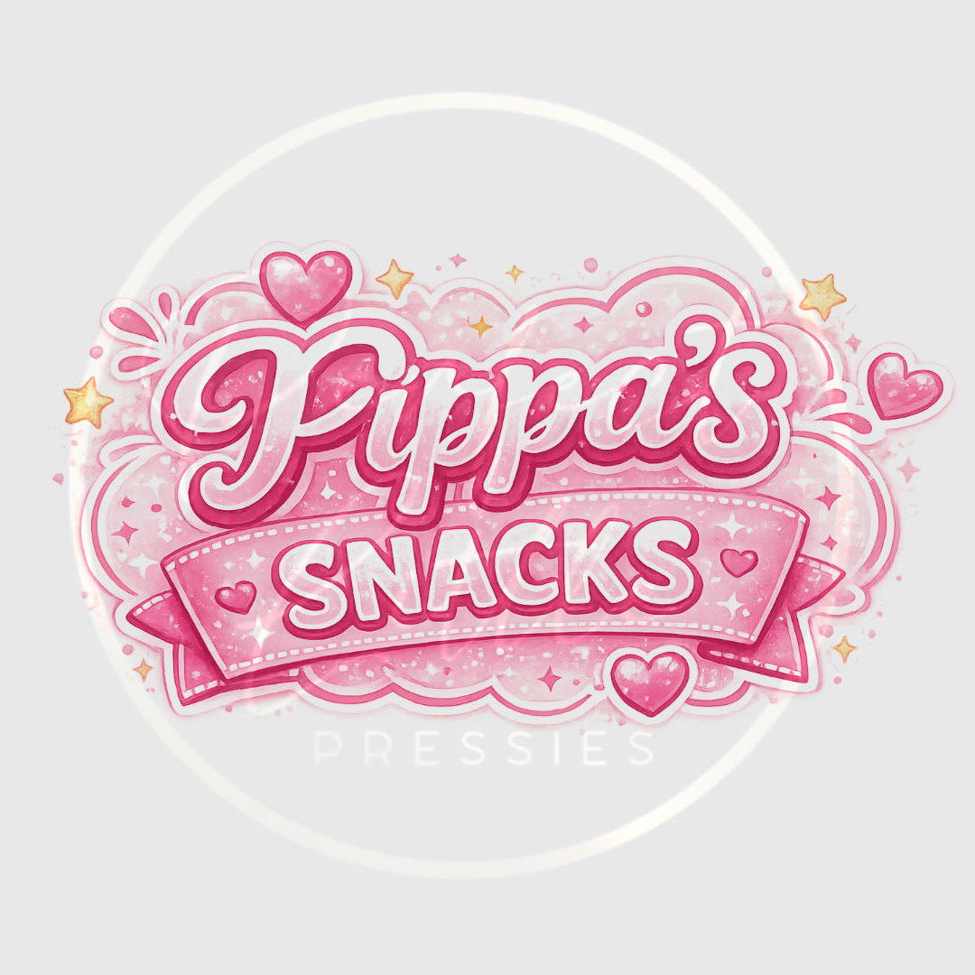 CUSTOM ADHESIVE DECAL - Pink Cartoon Name Snacks