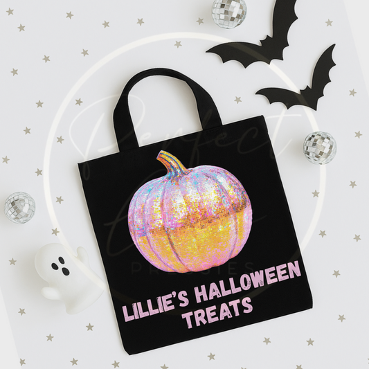 Halloween Sequin Effect Glitter Pumpkin Tote