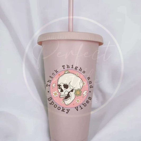 Halloween Thick Thighs Spooky Vibes Cold Cup 24oz