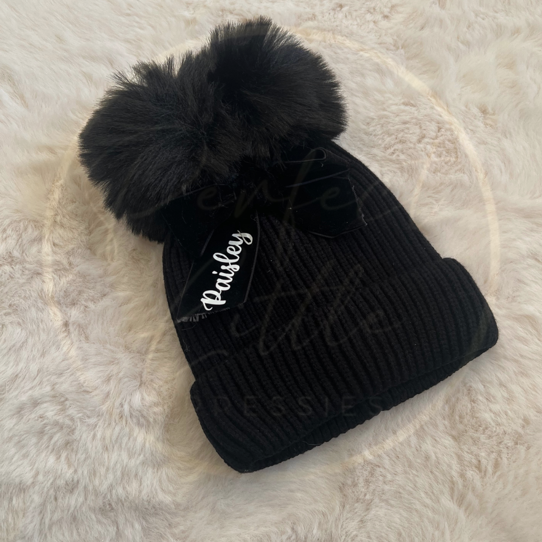 Double Pom Pom Bow Hat