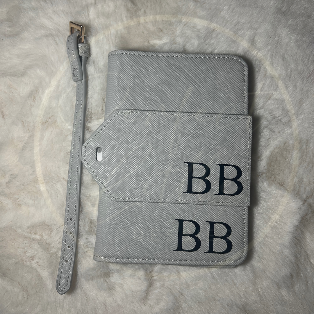 Passport Cover and Luggage Tag Set - Plain Small Initials