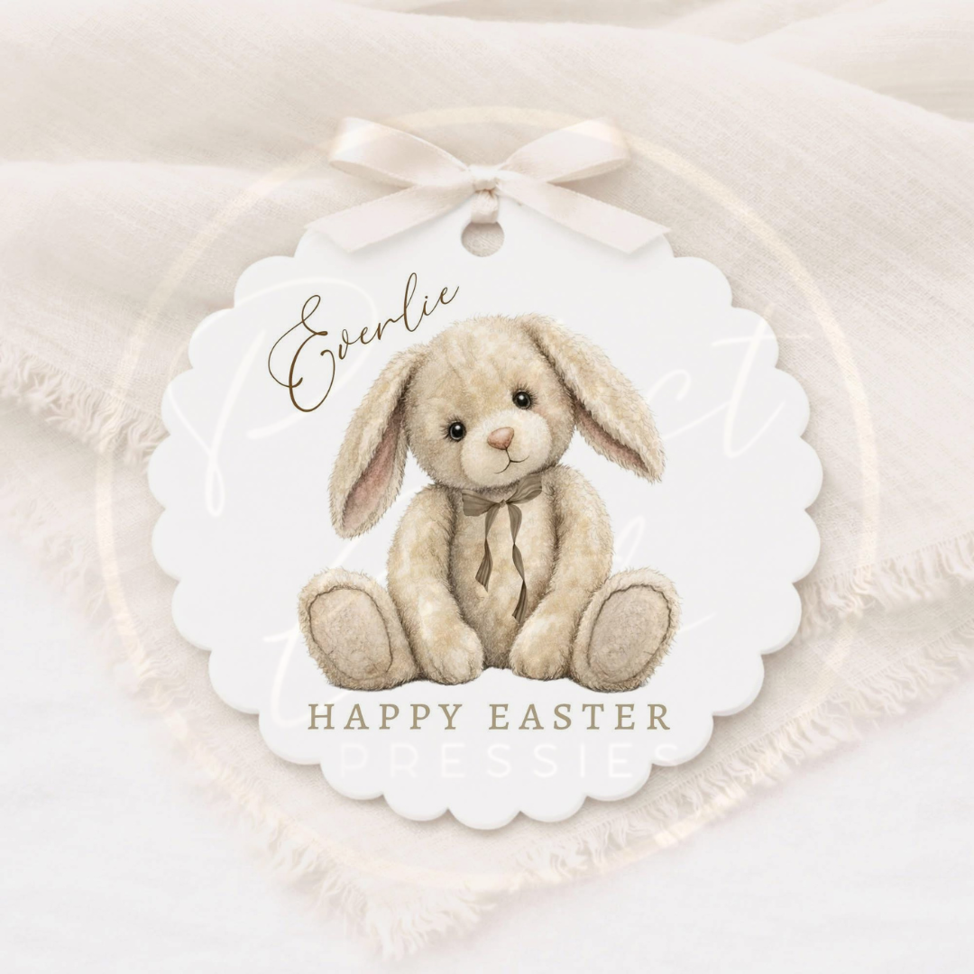 Easter - Neutral Bunny Scallop Edge Acrylic