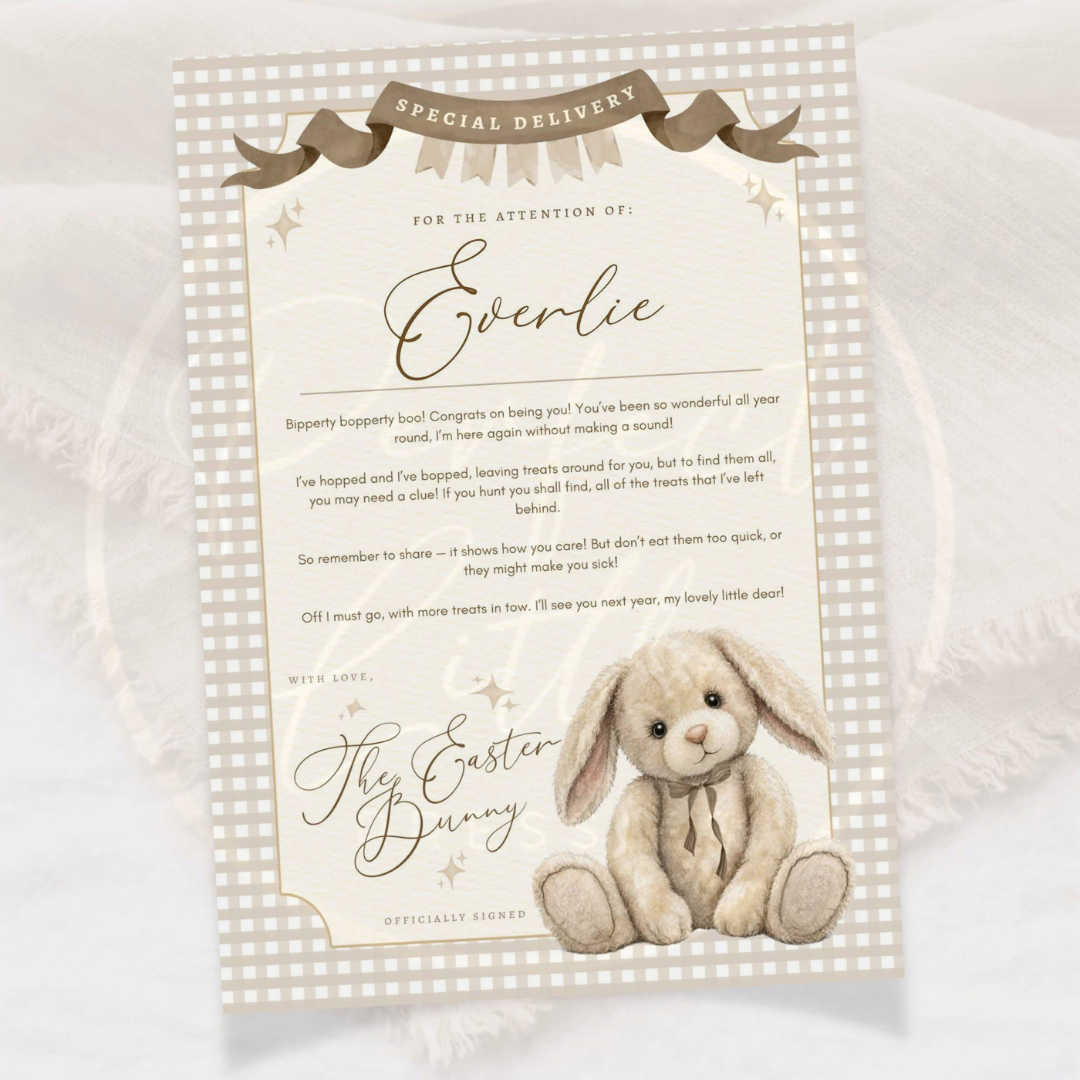 Easter - Neutral Gingham Bunny Certificate
