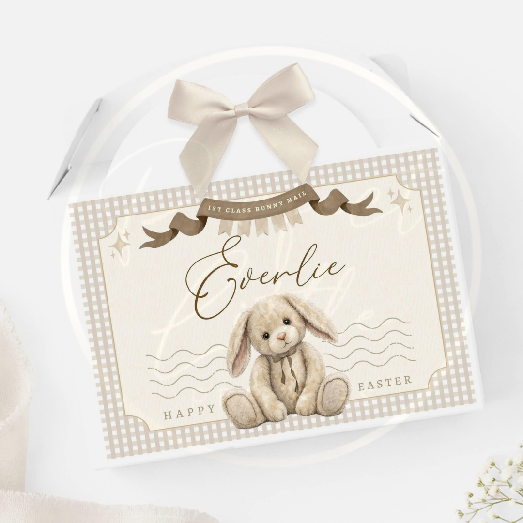 Easter - Neutral Gingham Bunny Treat Box