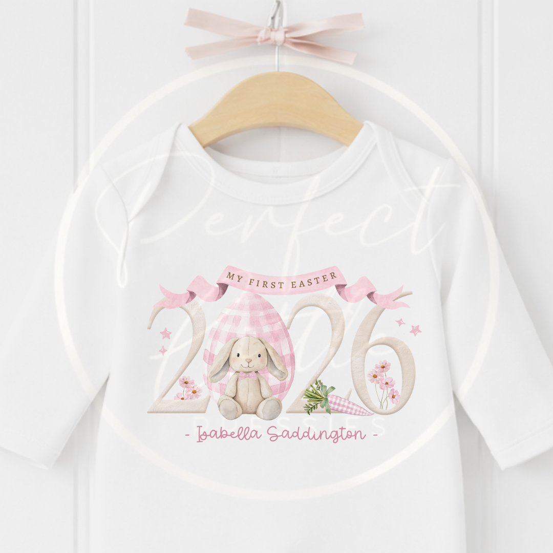 Easter - Tartan Egg Bunny First Easter Sleepsuit