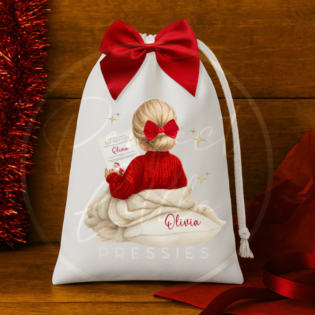 Christmas Drawstring Bag - Nice List Girl