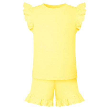 Girls Frilled T-Shirt and Shorts Set - Two Piece