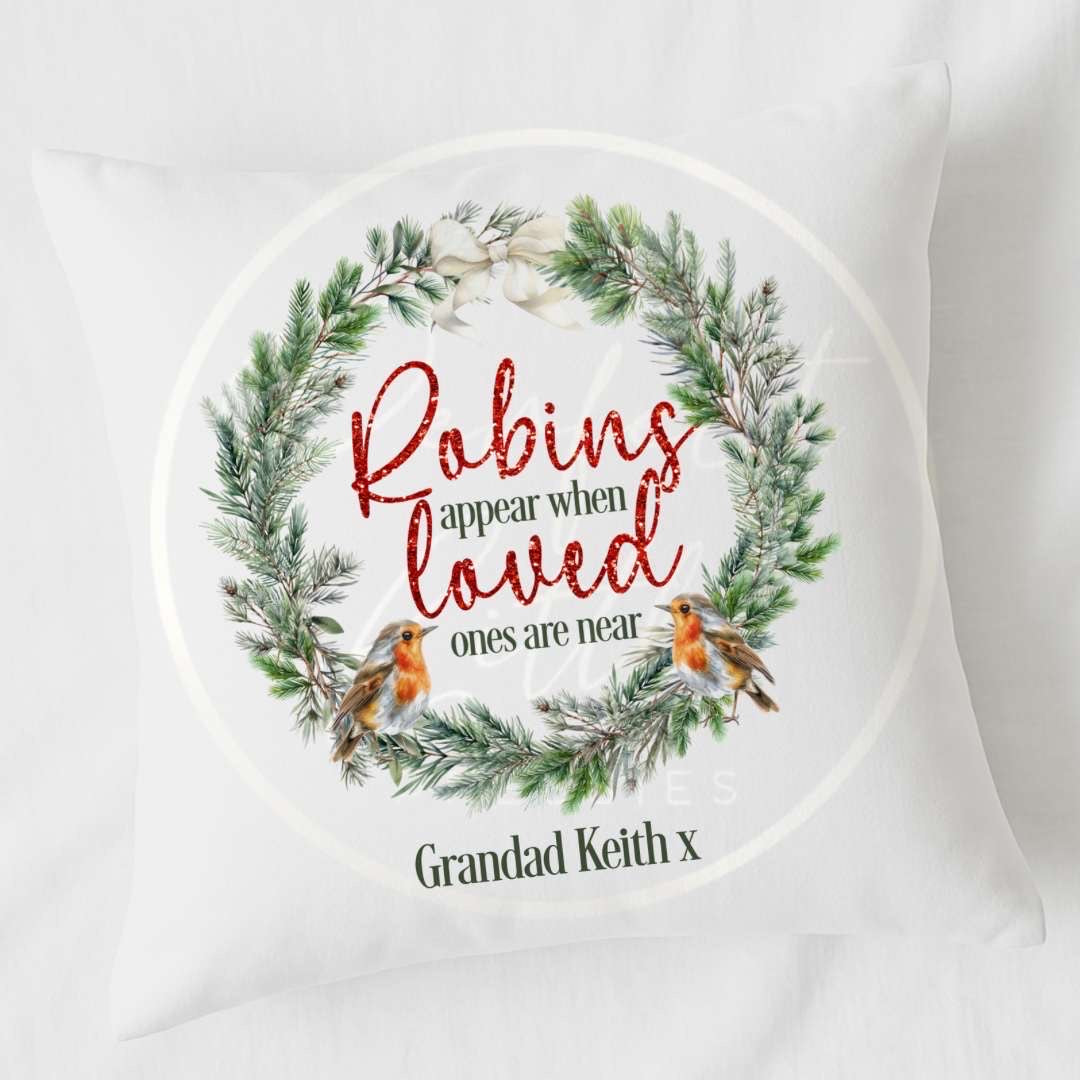 Christmas Pillow Cover - Robins Appear Memorial