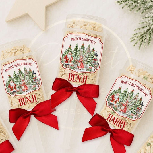 Christmas Reindeer Food Pop Stick - Red Woodland Scene