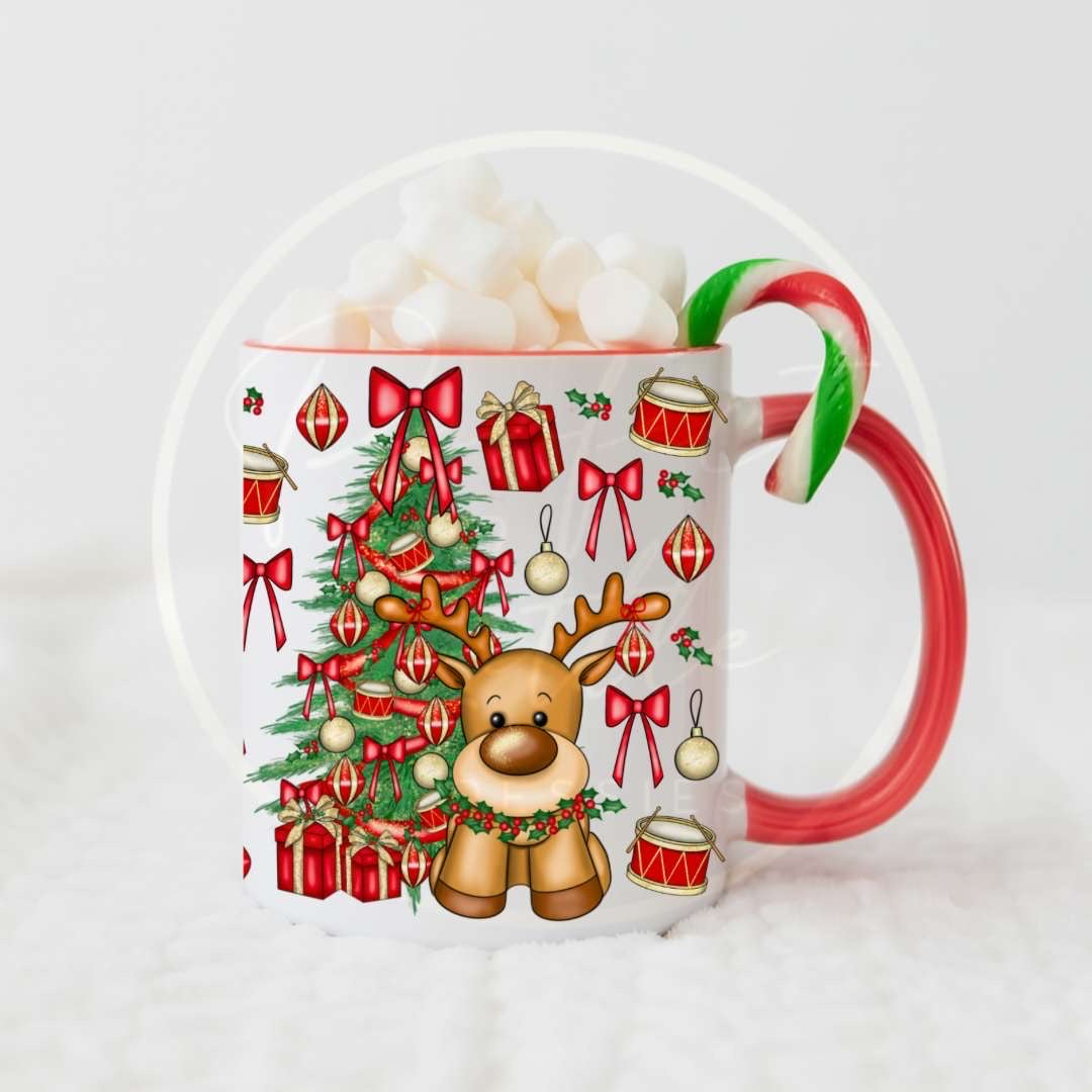 Christmas Mug - Reindeer Bow Design