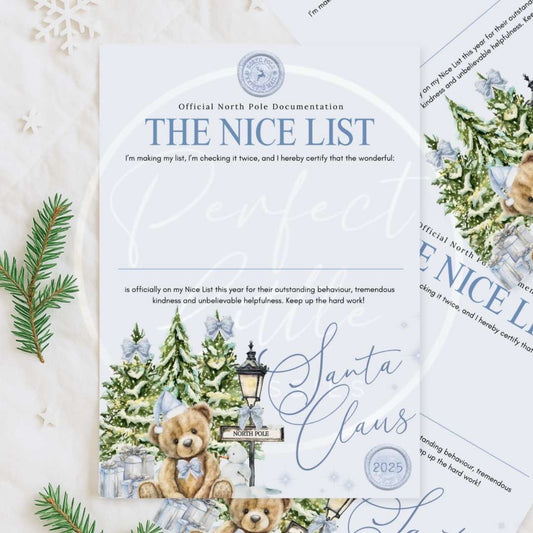Christmas Letter - Blue Nice List