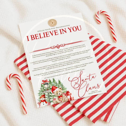 Christmas Letter - Red Bear I Believe In You