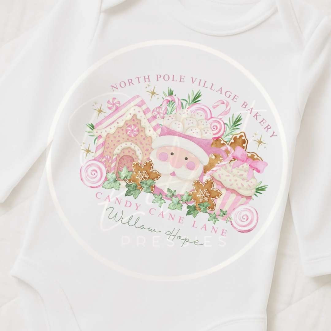 Christmas Sleepsuit - Village Bakery Pink