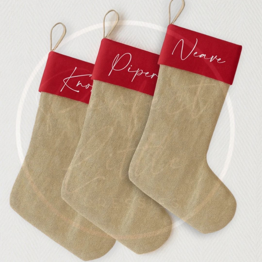 Christmas Stocking - Jute/Red