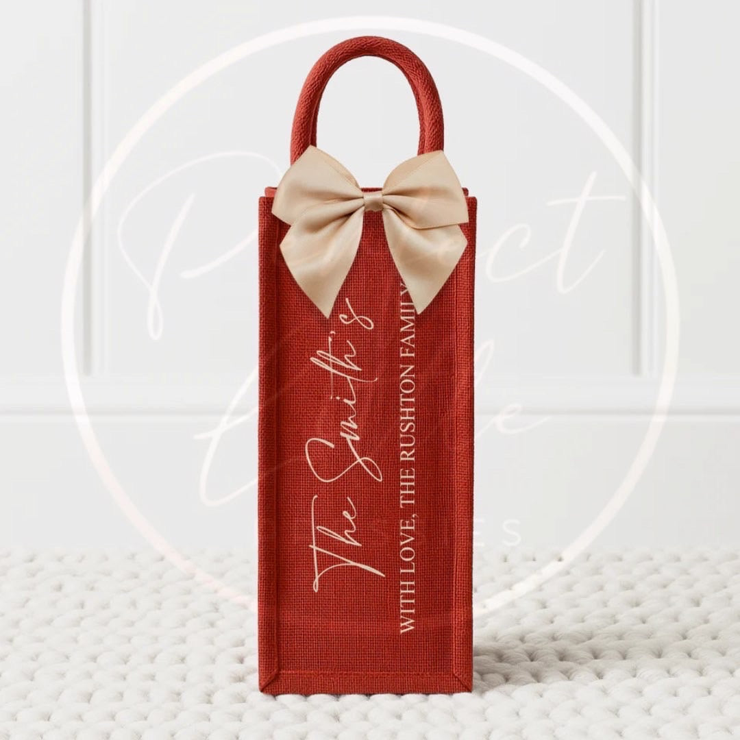 Christmas Bottle Bag - Jute Red