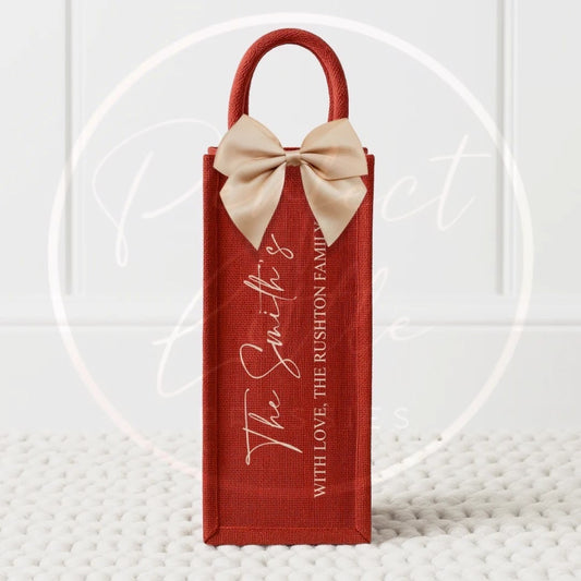Christmas Bottle Bag - Jute Red