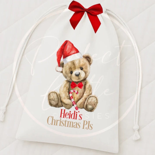 Christmas Drawstring Bag - Red Hat Bear