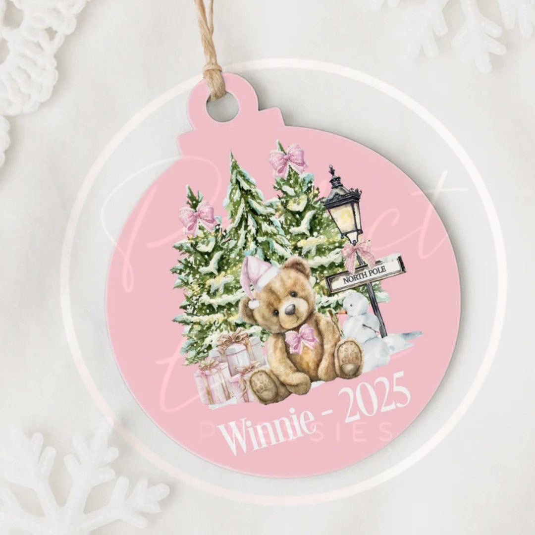 Christmas Decoration - Pink North Pole Bear Bauble