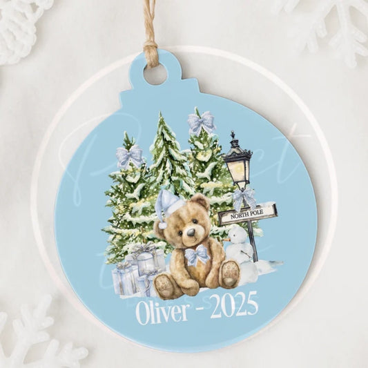 Christmas Decoration - Blue North Pole Bear Bauble