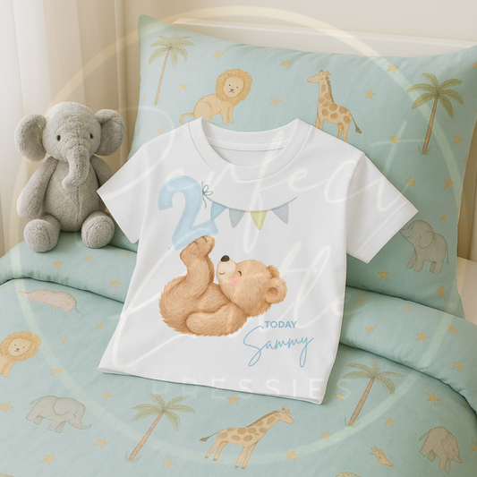 Teddy Bear Birthday Blue - T-Shirt