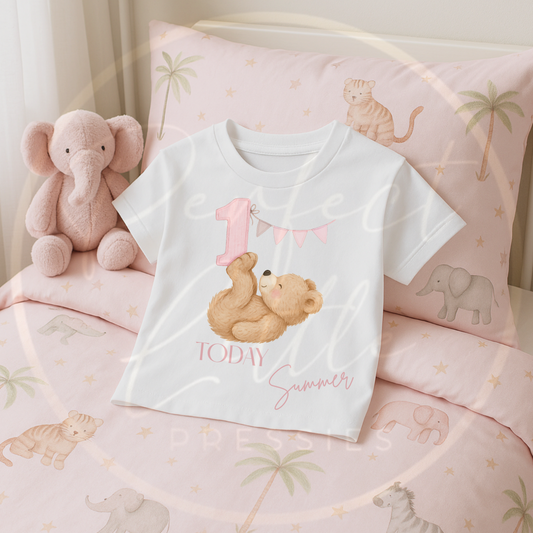 Teddy Bear Birthday Pink - T-Shirt