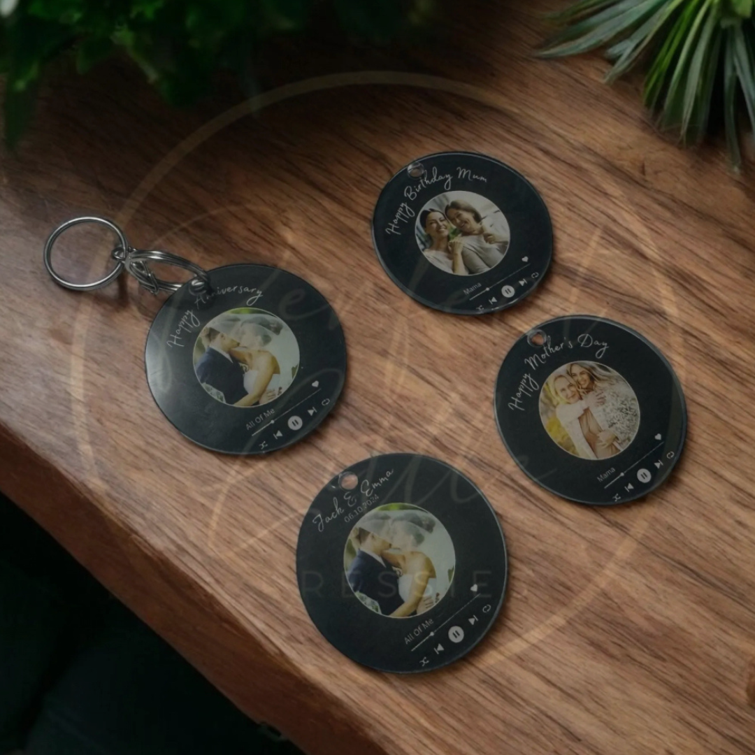 Acrylic Keyring - Record Photo Disc