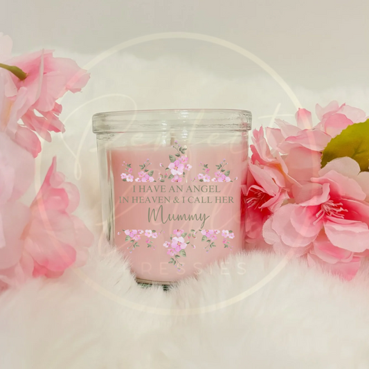 Memorial Candle - Pink/Sage Leaf Design