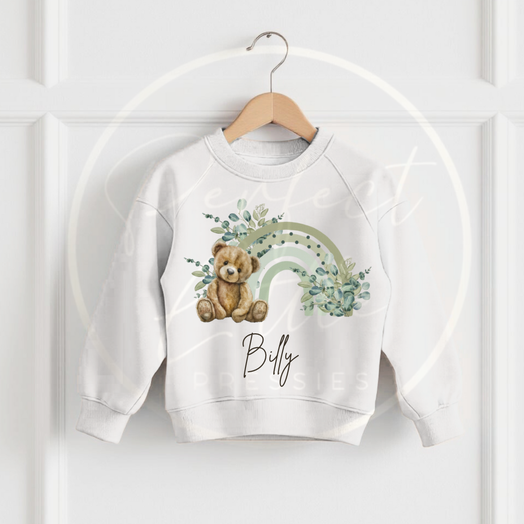 Kids White Sweatshirt - Coloured Rainbow Designs