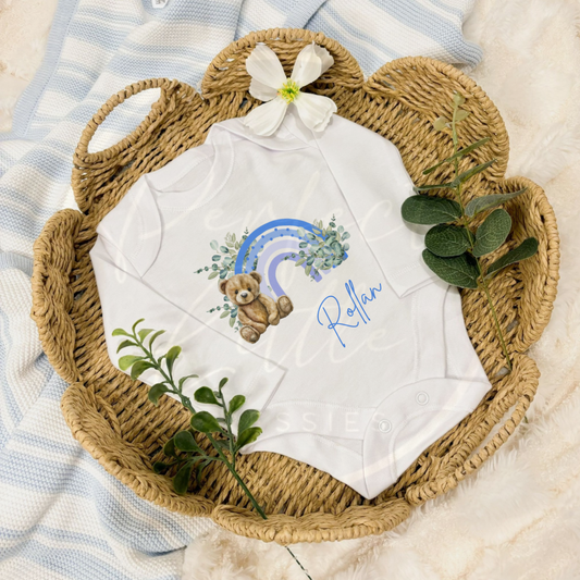Blue Bear Rainbow - Baby Grow