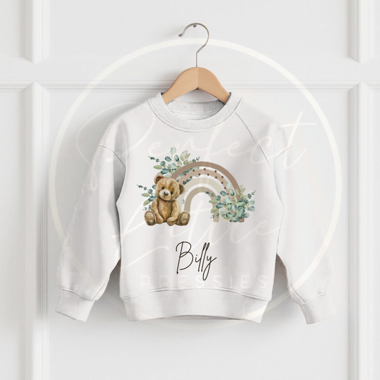 Kids White Sweatshirt - Coloured Rainbow Designs