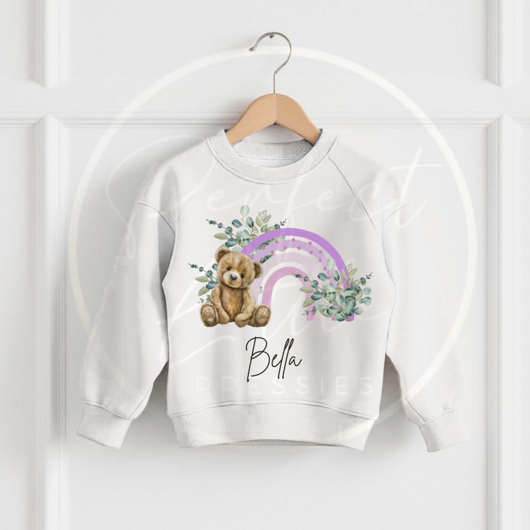 Kids White Sweatshirt - Coloured Rainbow Designs
