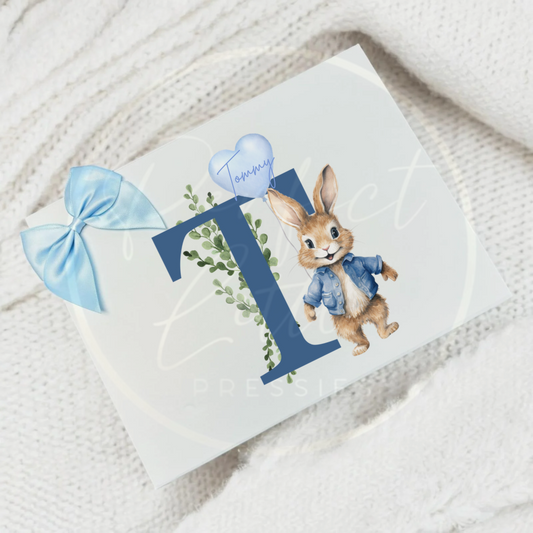 Blue Bunny Initial - Keepsake Box