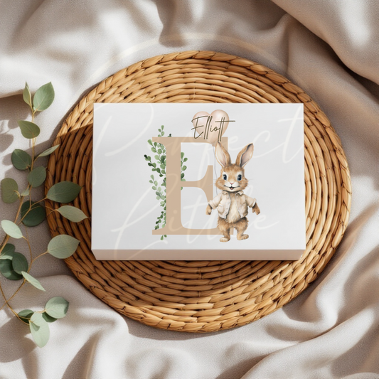 Beige Bunny Initial - Keepsake Box