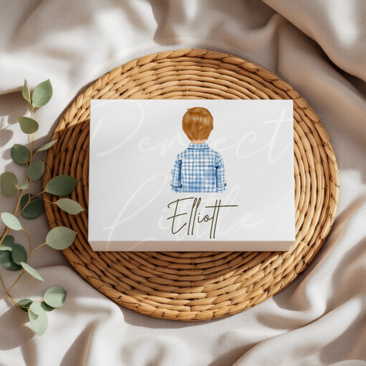 Blue Gingham Shirt Boy - Keepsake Box